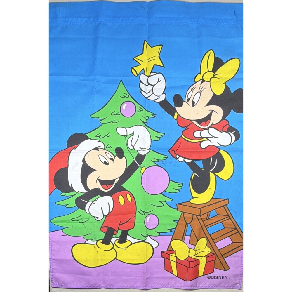 Disney Mickey Minnie Christmas Tree Outdoor House Flag Banner 28x40 Holiday